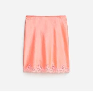 J. Crew Gwen lace-trim slip skirt in textured satin Peach size XL NWT